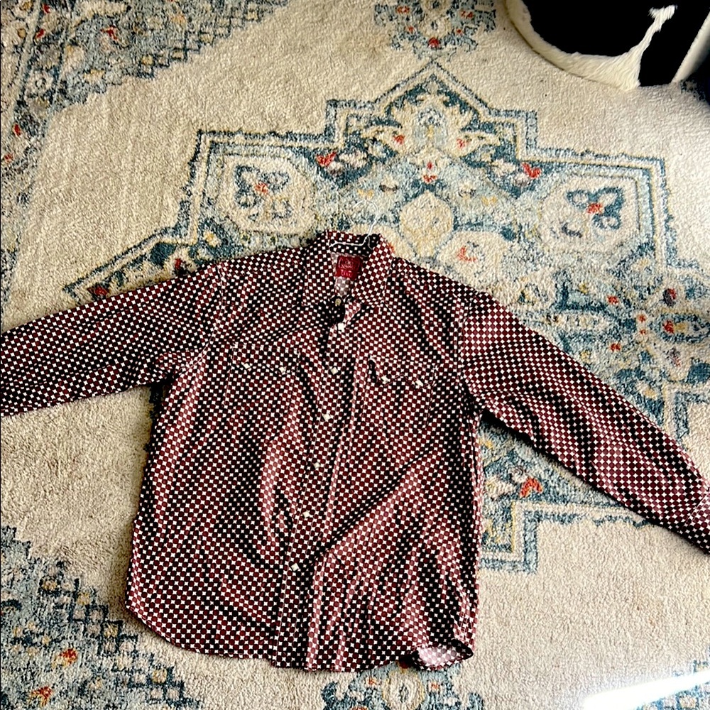 Lucky Brand Red and White Casual Button Down Shirt